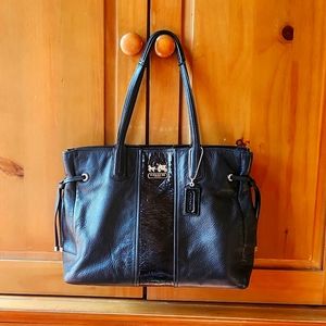 Coach Chelsea Leather Stripe Charlie Tote 18962 Black